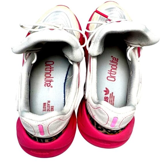 Adidas Ozelia Womens Sneakers Size 7 White Pink Leopard Ortholite Adiprene Run - Picture 5 of 8